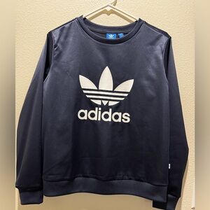 Adidas Black Crewneck Sweater with Signature Trefoil